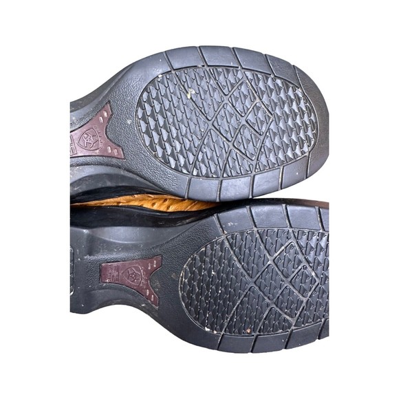 Ariat Mules Clogs Brown Leather Ostrich Print Slip On Western Shoes Women's 8.5 - Picture 14 of 15